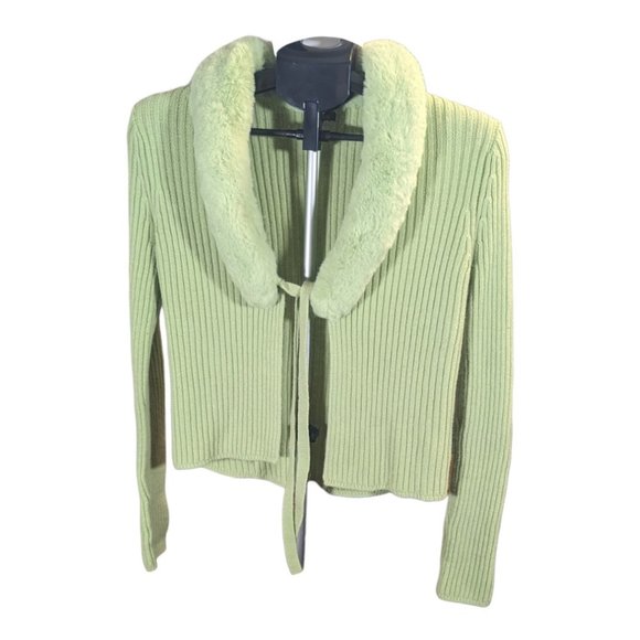 wild fable Sweaters - Wild Fable Faux Fur Green Cropped Cardigan Size Large